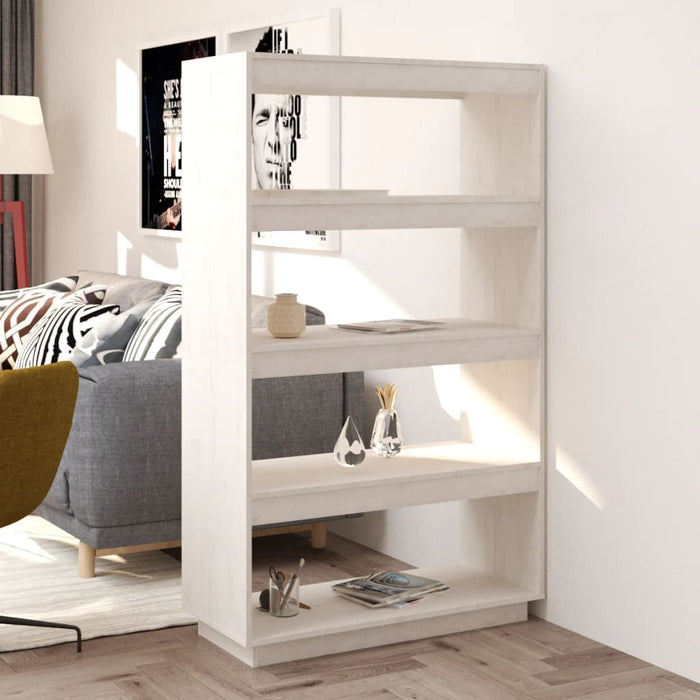 Libreria/Divisorio Bianco 80x35x135 cm Legno Massello di Pino 810890