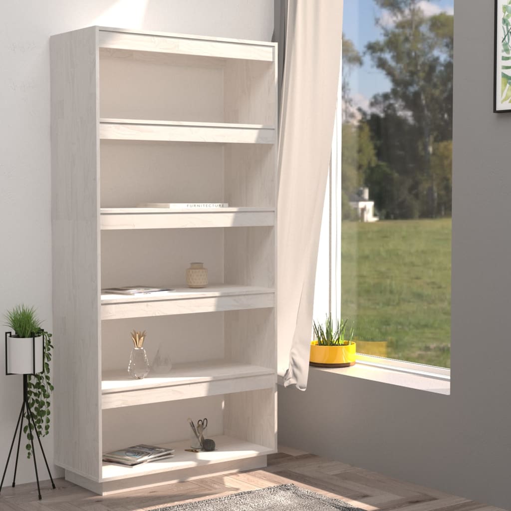 Libreria/Divisorio Bianco 80x35x167 cm in Massello di Pino 810895