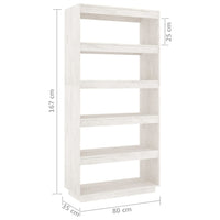 Libreria/Divisorio Bianco 80x35x167 cm in Massello di Pino 810895