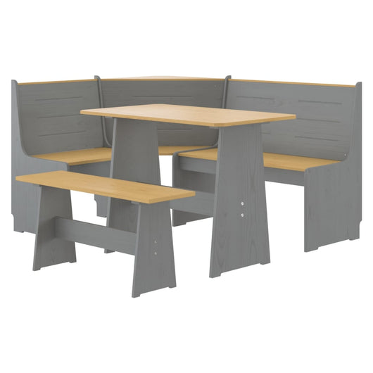 Set da Pranzo 3pz REINE Marrone ambra e Grigio in Legno di Pino 3096569