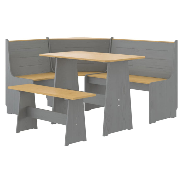 Set da Pranzo 3pz REINE Marrone ambra e Grigio in Legno di Pino 3096569