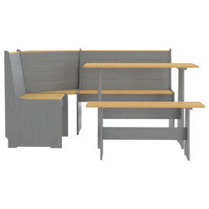 Set da Pranzo 3pz REINE Marrone ambra e Grigio in Legno di Pino 3096569
