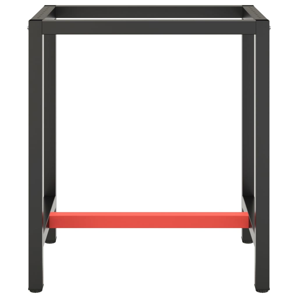 Telaio per Banco da Lavoro Nero Rosso Opaco 70x50x79 cm Metallo 151449