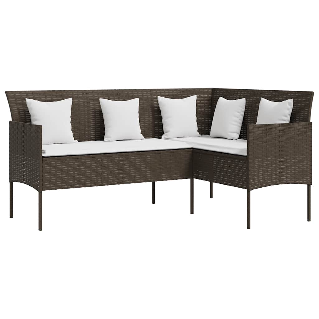 Set Mobili 5 Pz Divano a L con Cuscini in Polyrattan Marrone cod mxl 39500