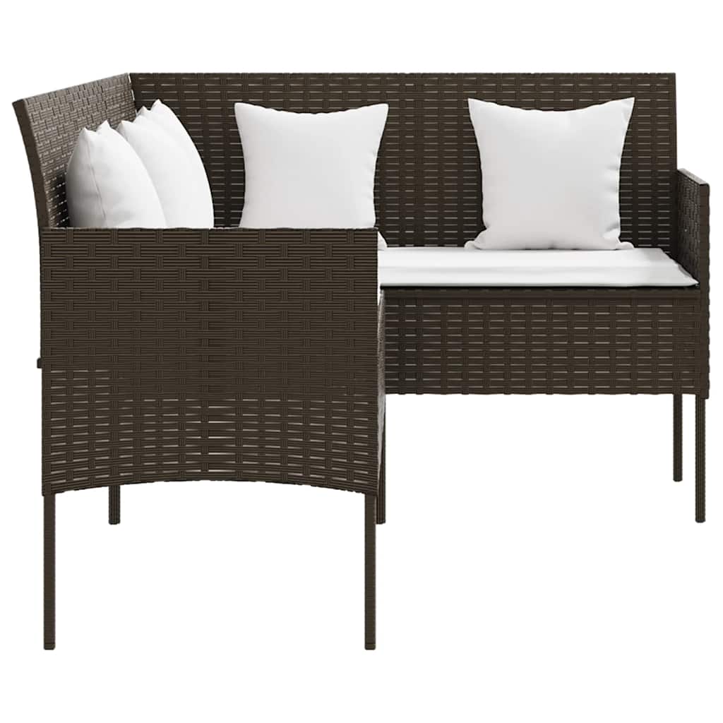Set Mobili 5 Pz Divano a L con Cuscini in Polyrattan Marrone cod mxl 39500