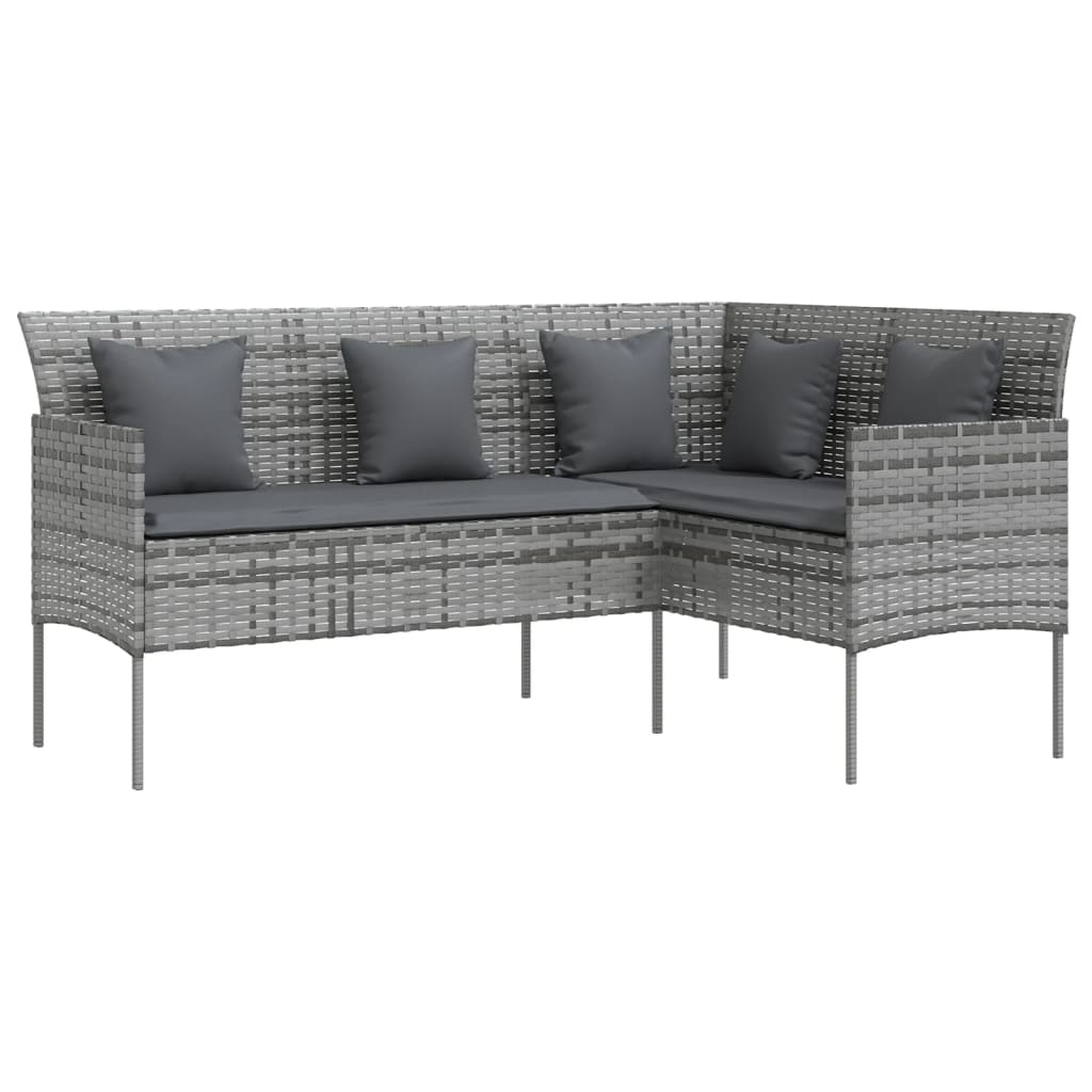 Set Divano a L con Cuscini 5 pz Grigio in Polyrattan 318582