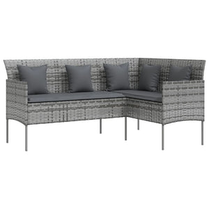 Set Divano a L con Cuscini 5 pz Grigio in Polyrattan 318582