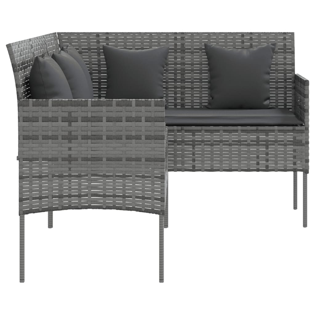 Set Divano a L con Cuscini 5 pz Grigio in Polyrattan 318582