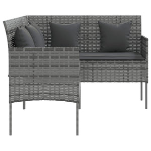Set Divano a L con Cuscini 5 pz Grigio in Polyrattan 318582