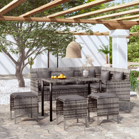 Set Divano a L con Cuscini 5 pz Grigio in Polyrattan 318582