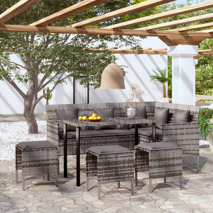 Set Divano a L con Cuscini 5 pz Grigio in Polyrattan 318582