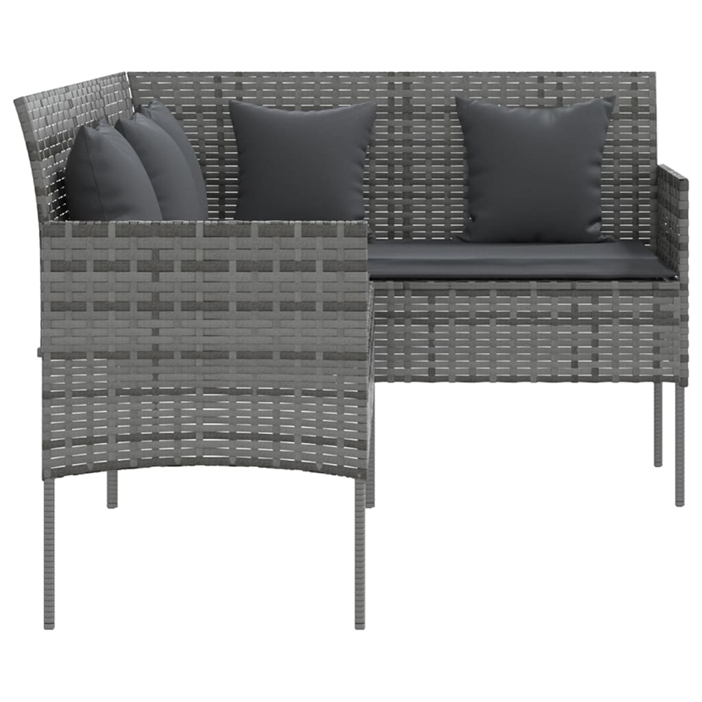 Divano a Forma di L con Cuscini in Polyrattan Grigio 318588