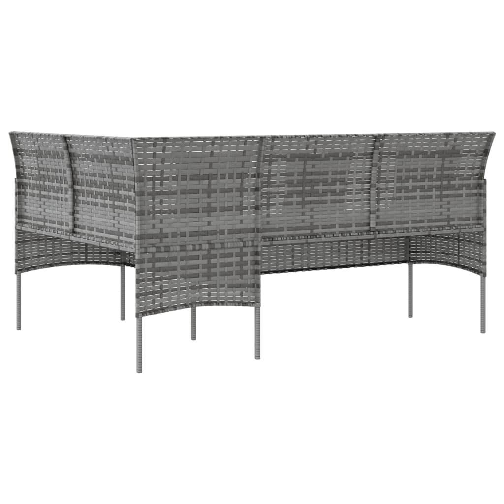 Divano a Forma di L con Cuscini in Polyrattan Grigio 318588