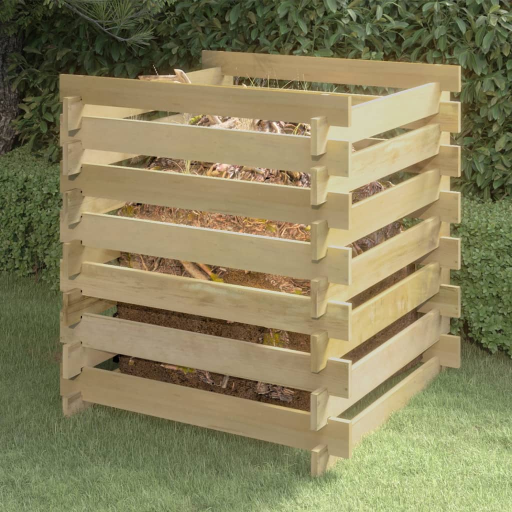 Compostiera da Giardino a Doghe 90x90x90cm in Pino Impregnato 318377