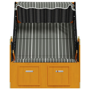 Strandkorb con Tettoia Polyrattan Legno Massello Nero e Grigio 318657