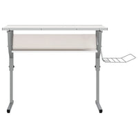 Scrivania tavolo postazione di lavoro mobile per computer IT studio artigianale e 110 x 53 x (58-87) cm bianco 02_0023698