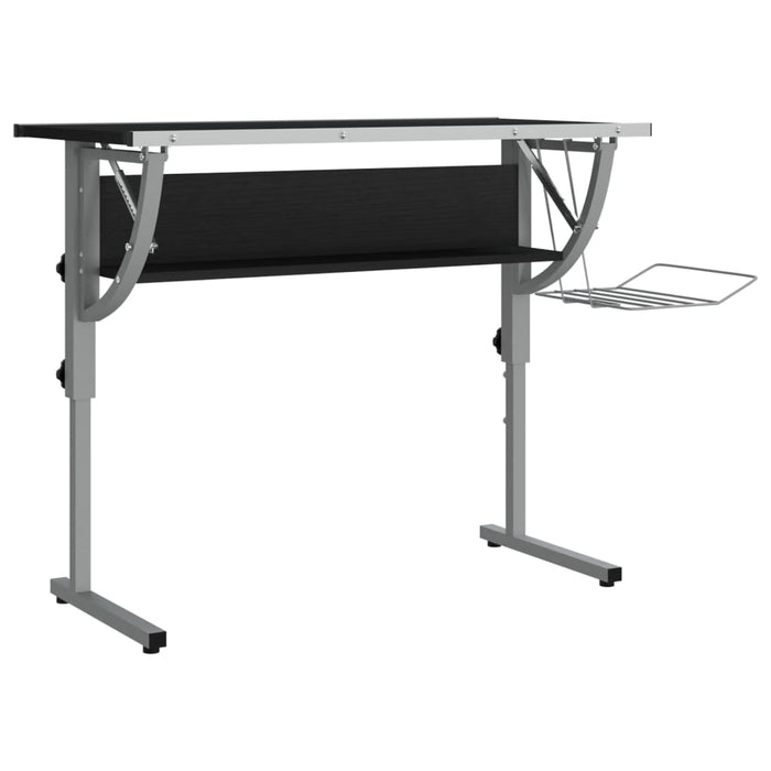 Scrivania tavolo postazione di lavoro mobile per computer IT studio artigianale e 110 x 53 x (58-87) cm nero 02_0023700
