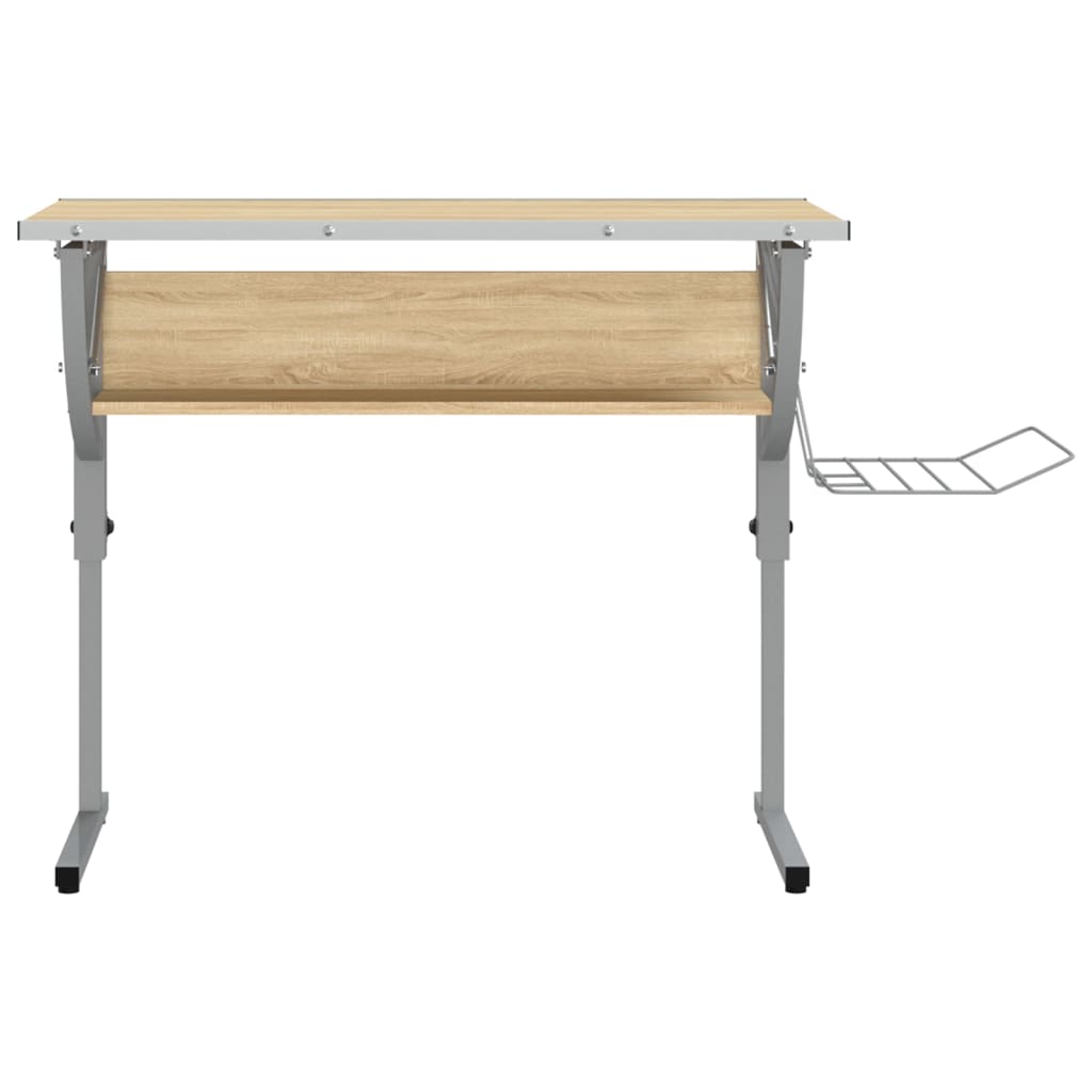 Scrivania Sonoma e Grigio 110x53x(58-87) cm Multistrato Acciaio 340930