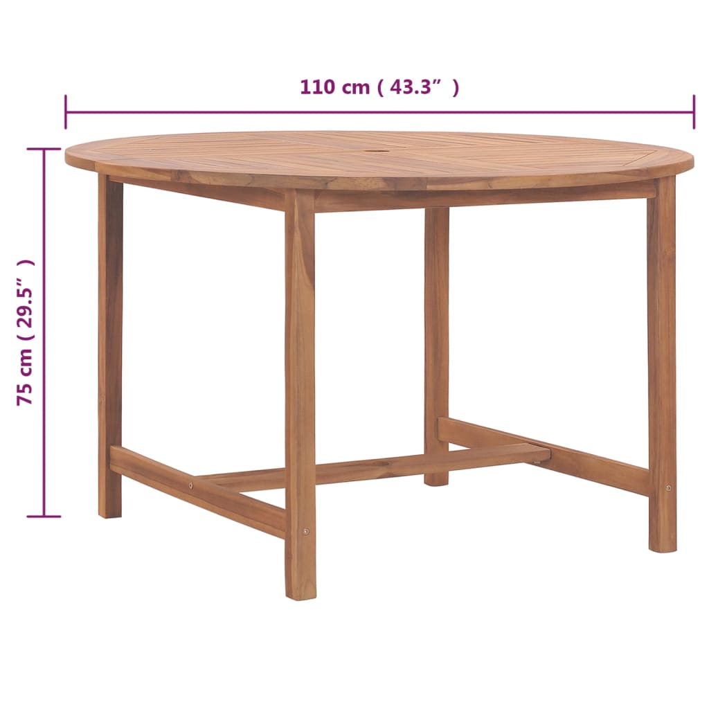 Tavolo da Pranzo da Giardino Ã˜110x75 cm Legno Massello di Teak  cod mxl 34304