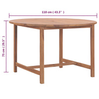 Tavolo da Pranzo da Giardino Ã˜110x75 cm Legno Massello di Teak  cod mxl 34304