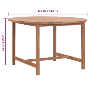 Tavolo da Pranzo da Giardino Ã˜110x75 cm Legno Massello di Teak  cod mxl 34304
