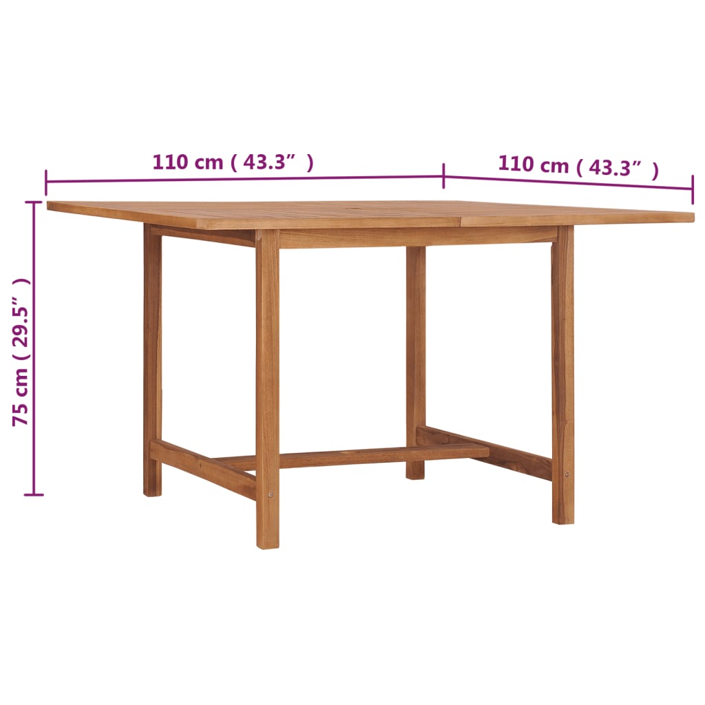 Tavolo Pranzo da Giardino Ã˜110x110x75 cm Legno Massello di Teak cod mxl 40914