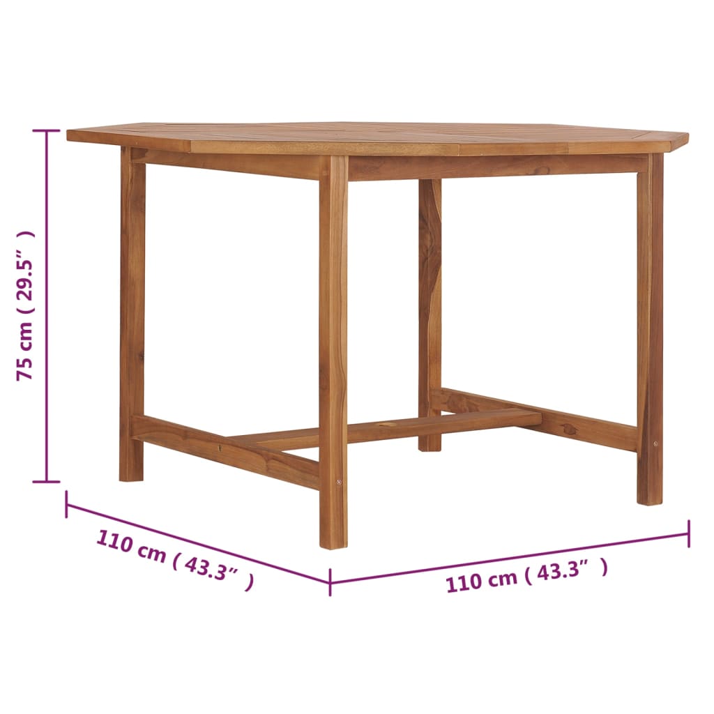 Tavolo Pranzo da Giardino Ã˜110x110x75 cm Legno Massello di Teak cod mxl 40913