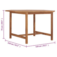 Tavolo Pranzo da Giardino Ã˜110x110x75 cm Legno Massello di Teak cod mxl 40913