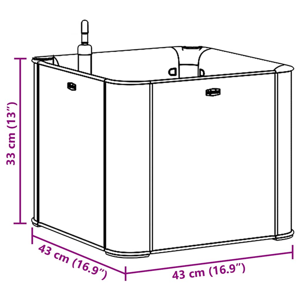 Aiuola Rialzata Giardino Sistema Irrigazione Grigia 43x43x33 cm