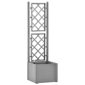 Vaso per fioriera aiuola rialzata piante fiori terrazza giardino giardino con traliccio e sistema di irrigazione grigio 02_0039849