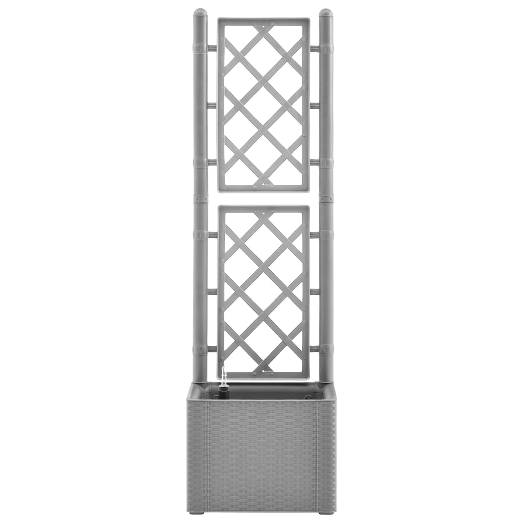 Vaso per fioriera aiuola rialzata piante fiori terrazza giardino giardino con traliccio e sistema di irrigazione grigio 02_0039849