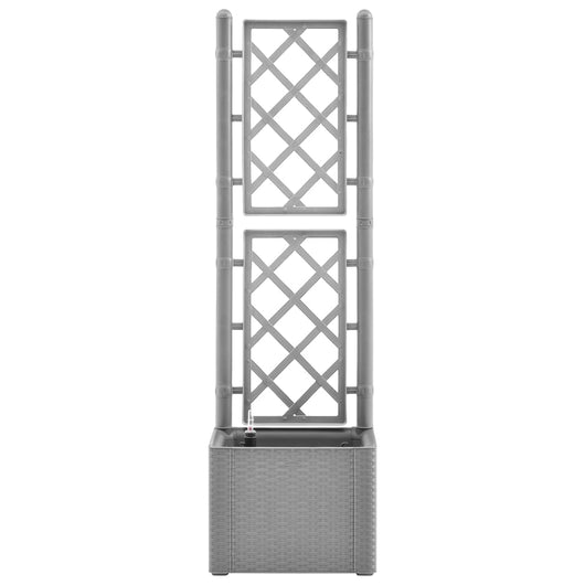 Vaso per fioriera aiuola rialzata piante fiori terrazza giardino giardino con traliccio e sistema di irrigazione grigio 02_0039849