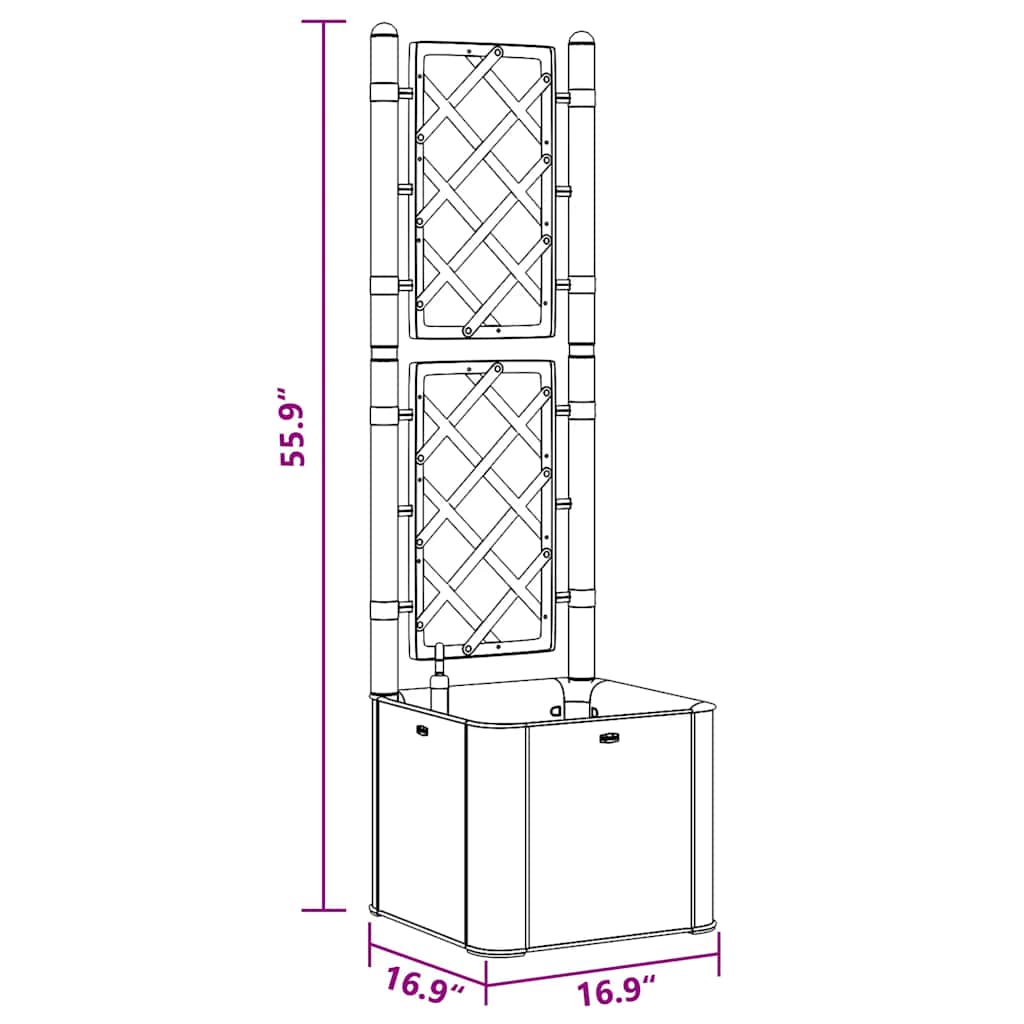 Letto Rialzato da Giardino con Graticcio e Irrigazione Grigio 317577