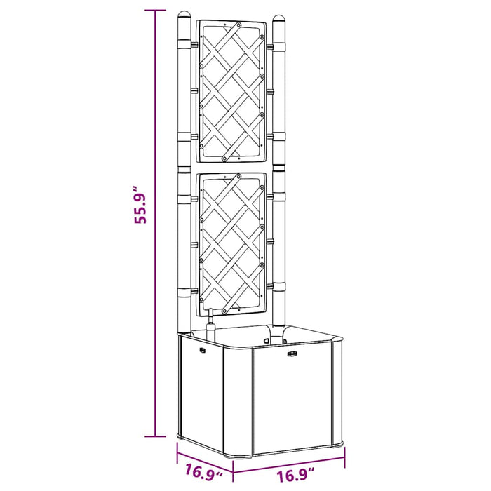 Letto Rialzato da Giardino con Graticcio e Irrigazione Grigio 317577