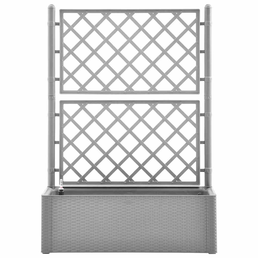 Letto Rialzato da Giardino con Graticcio e Irrigazione Grigio