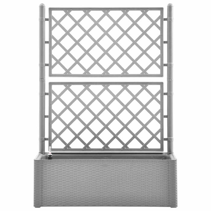 Letto Rialzato da Giardino con Graticcio e Irrigazione Grigio