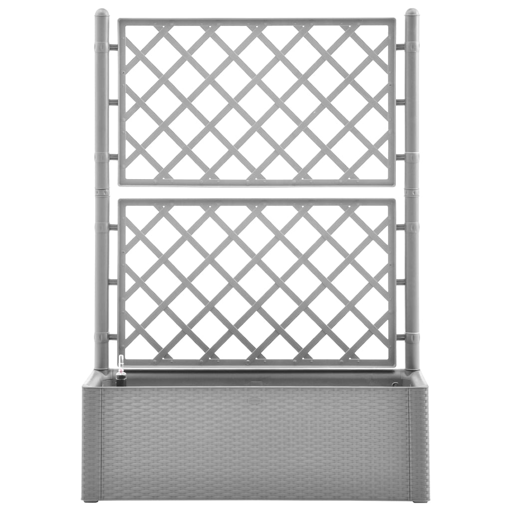 Vaso per fioriera aiuola rialzata piante fiori terrazza giardino giardino con traliccio e sistema di irrigazione grigio 02_0039848