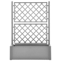 Vaso per fioriera aiuola rialzata piante fiori terrazza giardino giardino con traliccio e sistema di irrigazione grigio 02_0039848