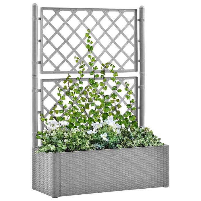 Letto Rialzato da Giardino con Graticcio e Irrigazione Grigio