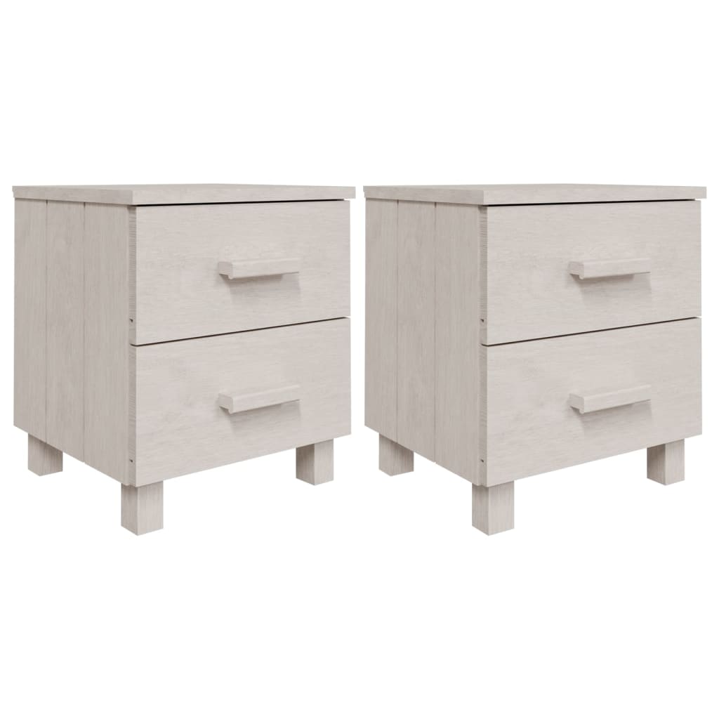 Comodini HAMAR 2 pz-Set di 2 Tavolino da notte Bianchi 40x35x44,5 cm in Legno di Pino