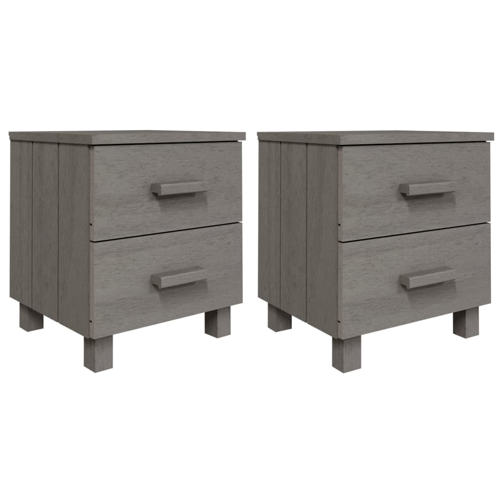 Comodini HAMAR 2 pz-Set di 2 Tavolino da notte Grigio Chiaro 40x35x44,5 cm Legno di Pino