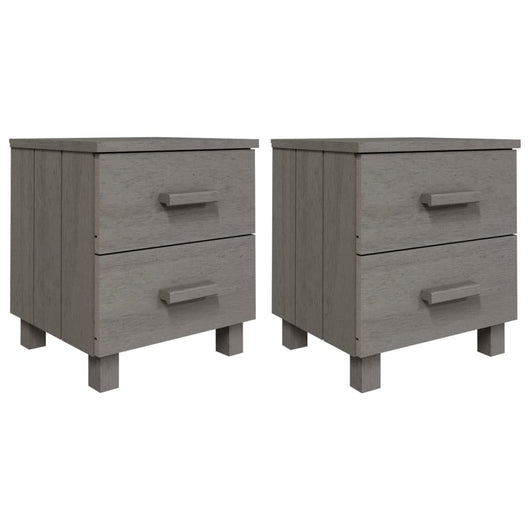 Comodini HAMAR 2 pz-Set di 2 Tavolino da notte Grigio Chiaro 40x35x44,5 cm Legno di Pino