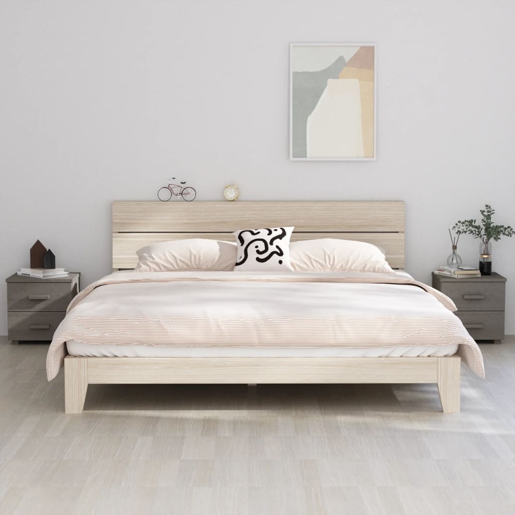 Comodini HAMAR 2 pz-Set di 2 Tavolino da notte Grigio Chiaro 40x35x44,5 cm Legno di Pino