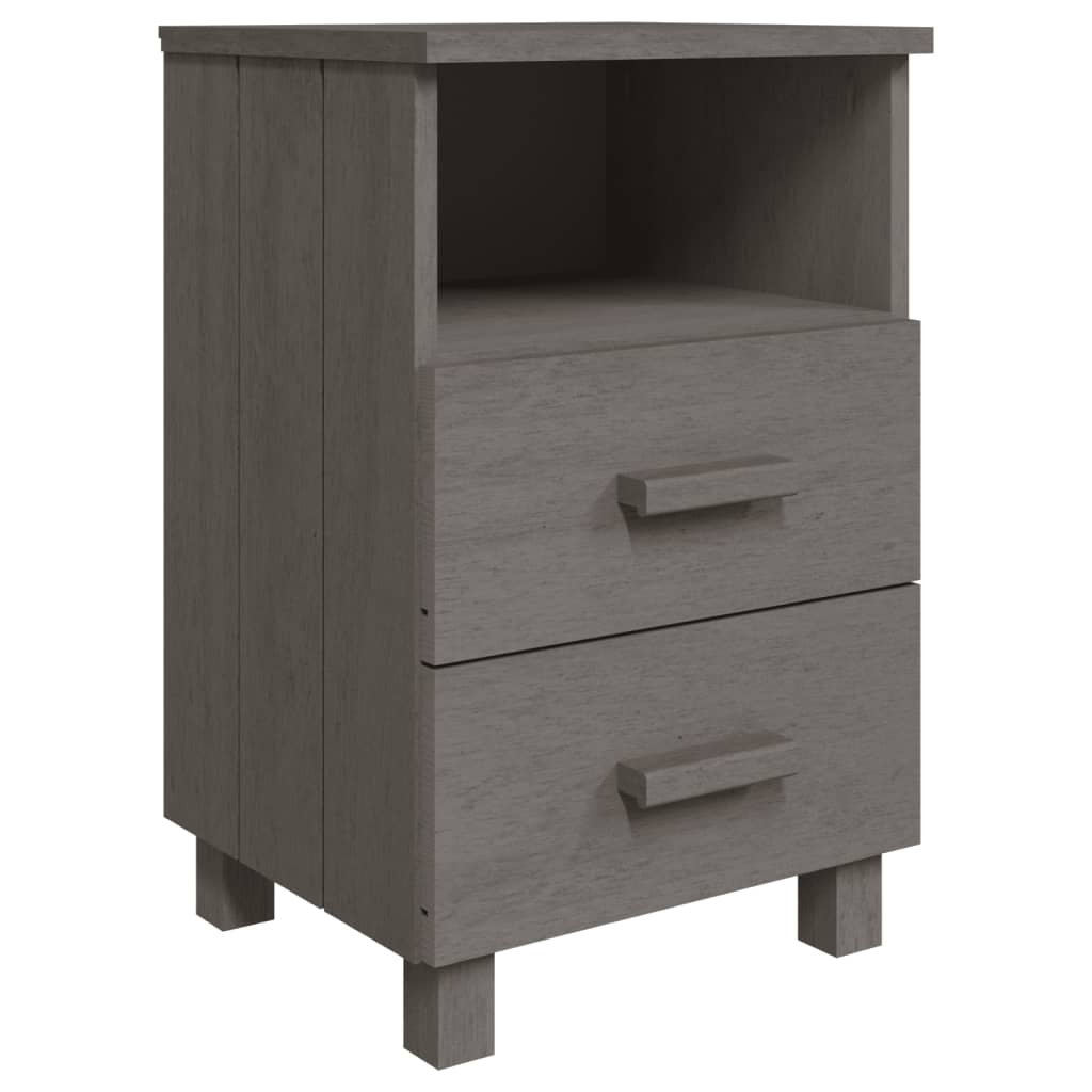 Comodino HAMAR Grigio Chiaro 40x35x62 cm Legno Massello di Pino 340415