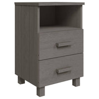 Comodino HAMAR Grigio Chiaro 40x35x62 cm Legno Massello di Pino 340415