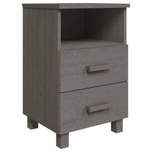 Comodino HAMAR Grigio Chiaro 40x35x62 cm Legno Massello di Pino 340415