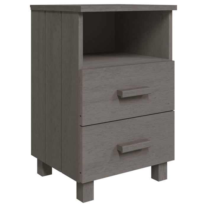 Comodino-Tavolino da notte HAMAR Grigio Chiaro 40x35x62 cm Legno Massello di Pino
