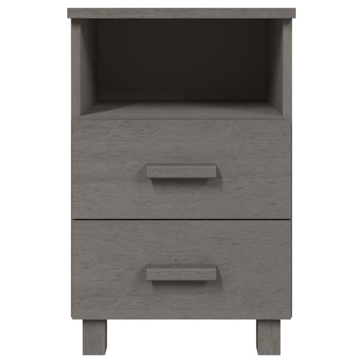 Comodino-Tavolino da notte HAMAR Grigio Chiaro 40x35x62 cm Legno Massello di Pino