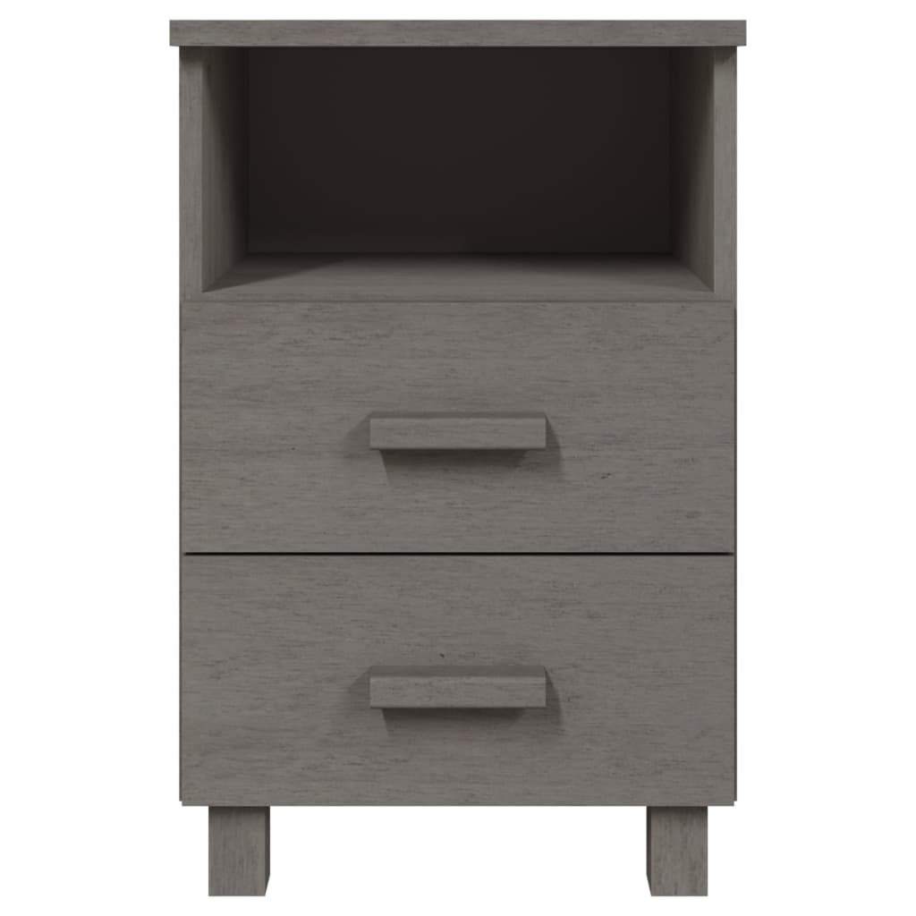 Comodino HAMAR Grigio Chiaro 40x35x62 cm Legno Massello di Pino 340415