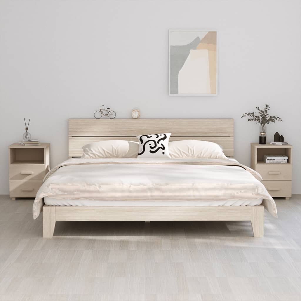Comodini HAMAR 2 pz ambra 40x35x62 cm Legno Massello di Pino 340416
